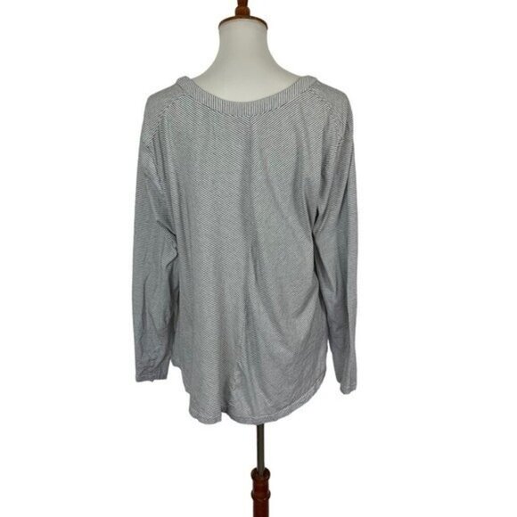 eShakti 3X Gray White Twist Front Long Sleeve Tunic Top Plus Size - Picture 3 of 5